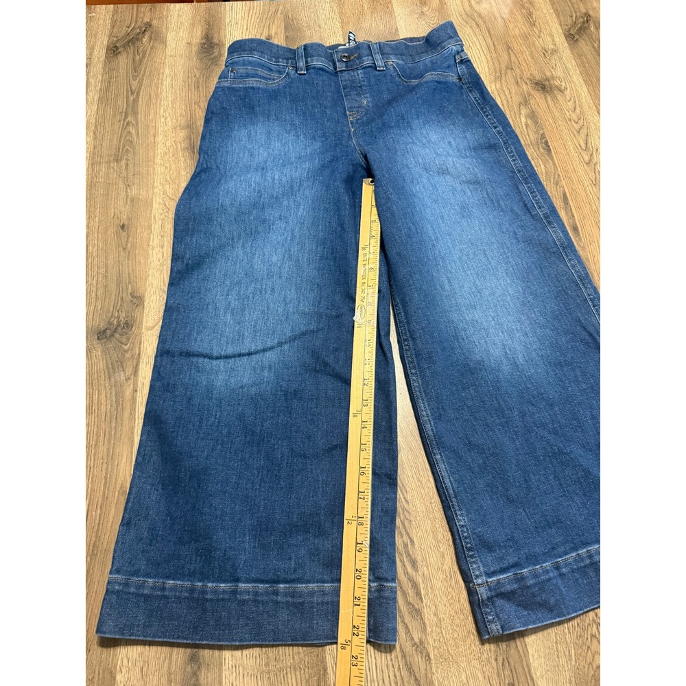 Spanx Wide Leg Jeans Womens Size L Blue Denim High Rise Pull On Excellent - Picture 11 of 13